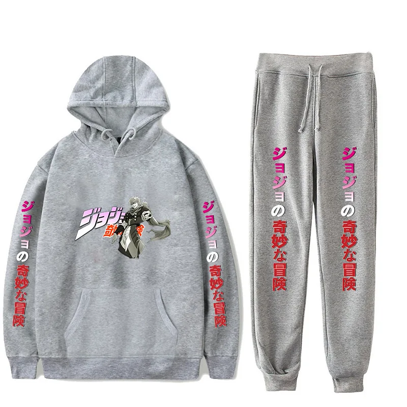 

Hip Hop JoJo's Bizarre Adventure Printed Sweatshirt Sweatpants Suit Fashion Hoodies Trousers 2 Piece Set Boys/Girls Clothes