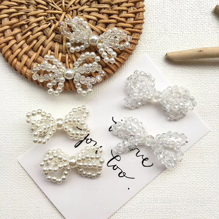 

Корейские плетеные жемчужные стеклянные бусины, двойной бант, аксессуары «сделай сам», руки, серьги, шпильки, ожерелье, «сделай сам», изгото...