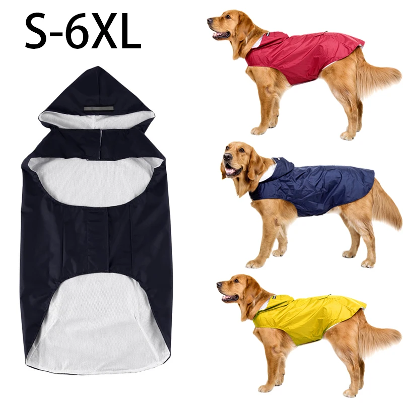 

Dog Raincoat Waterproof Hoodie Jacket Rain Poncho Pet Rainwear Clothes with Reflective Stripe Outdoor Dogs Raincoat Supplies