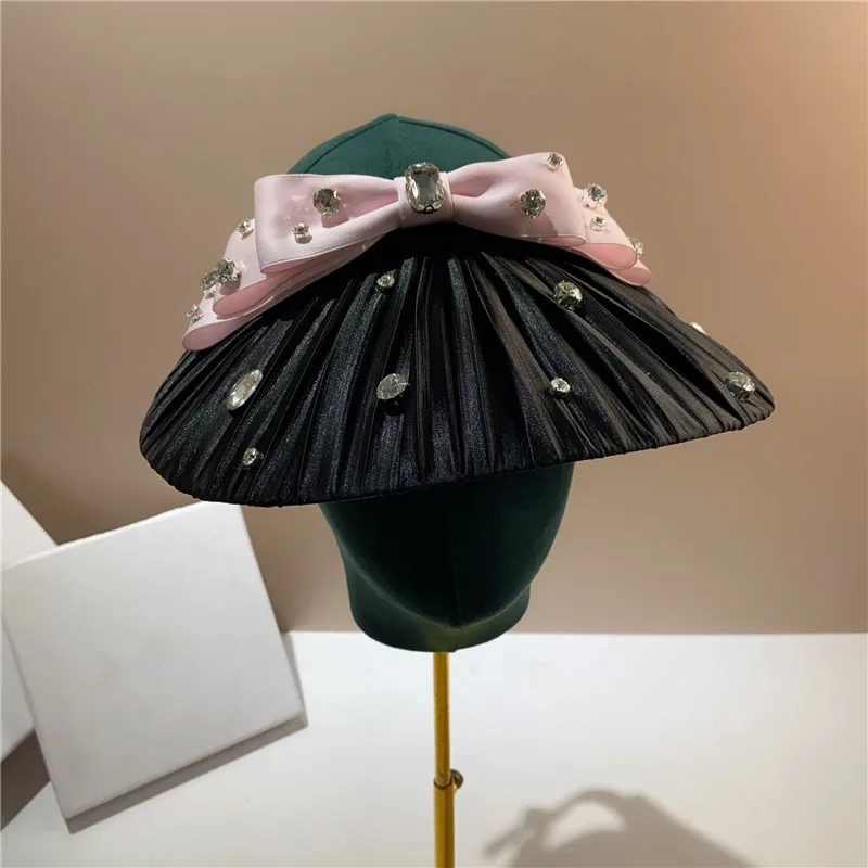 

Женская атласная шляпа с розовым бантом, летняя шляпа с розовым бантом, 202306-2508803