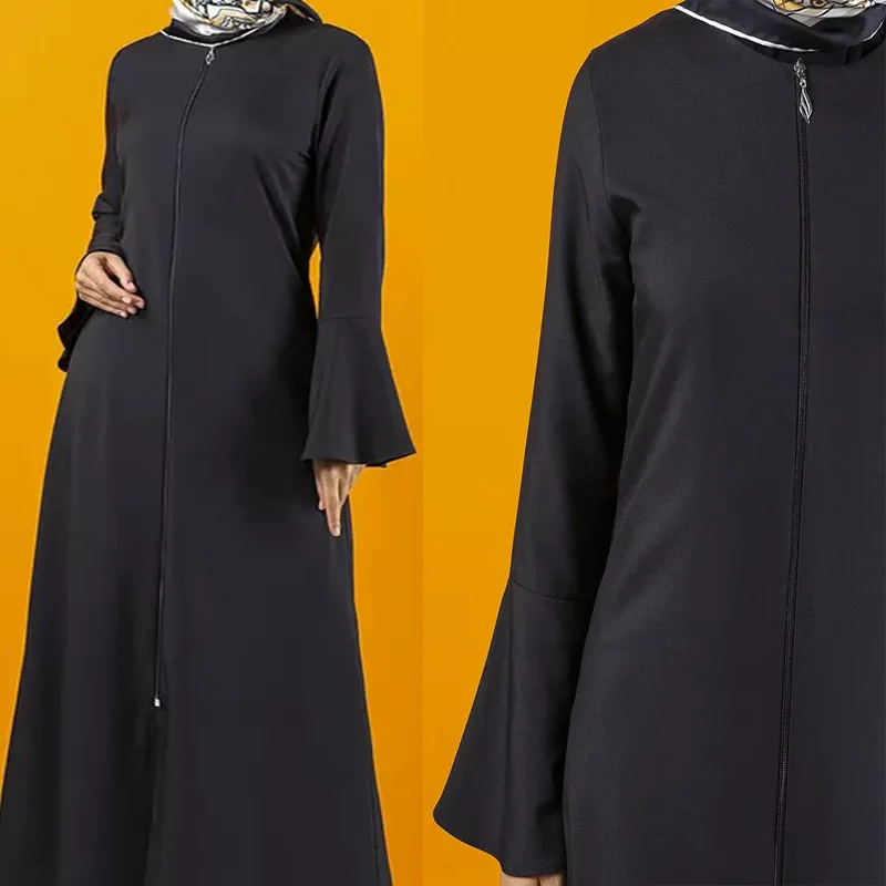 Autumn Eid Morocco Dress Muslim Women Zipper Open Abaya India Abayas Dubai Turkey Islam Party Kaftan Robe Longue Vestidos Largos