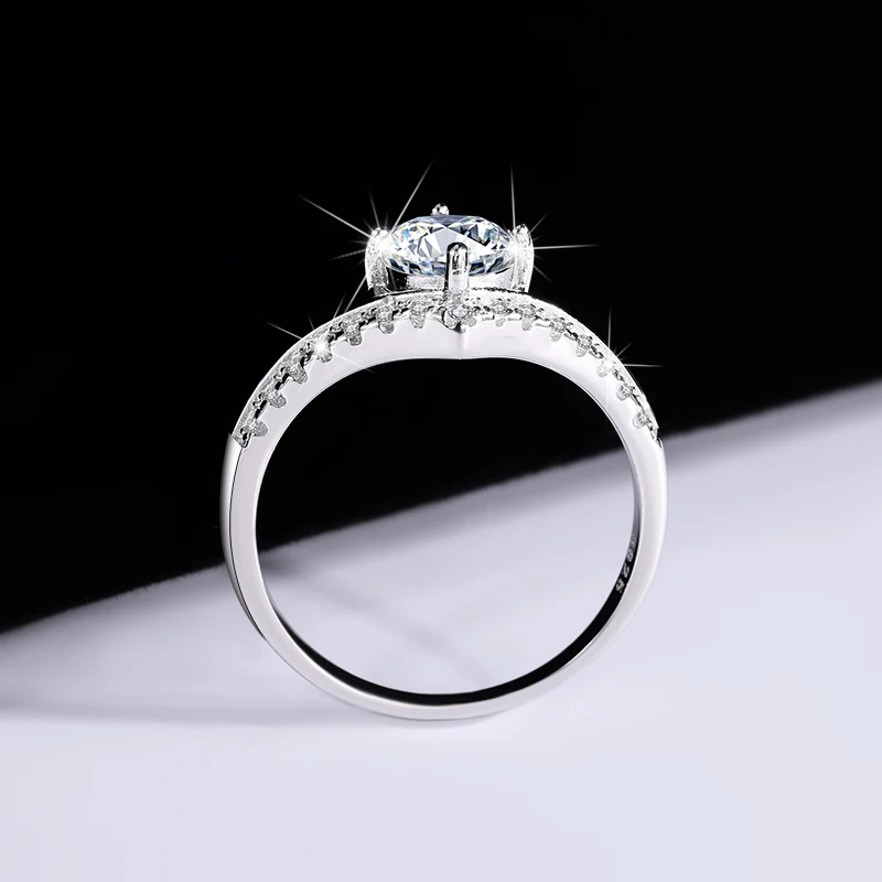 Pure Silver Platinum Plated Moissanite Diamond Pen Princess Crown Genuine Diamond Ring Imitation Diamond Proposal Wedding Ring