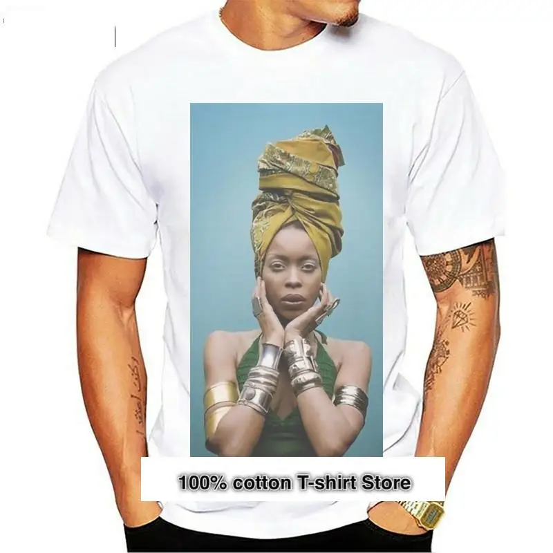 

Camiseta Erykah Badu para hombre, ropa nueva, blanca, cuello Round Do, slim, de Skate, 2019