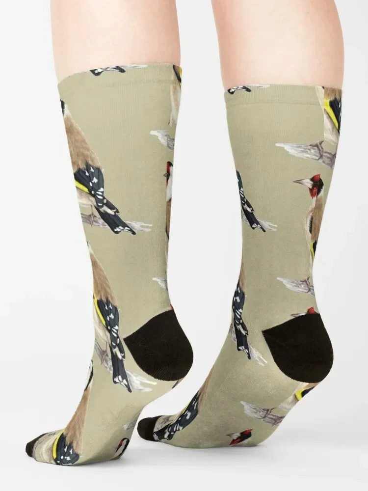 Детализированные акварельные носки goldfinch ручной работы спортивные в стиле