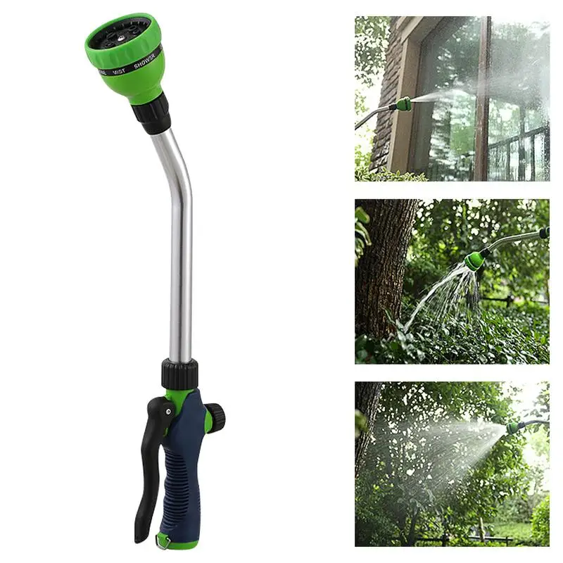 

Watering Wand 18-Inch Long Metal Garden Hose Wand With 8 Spray Patterns Connectors Rod Plant Watering Garden Irrigations Tools