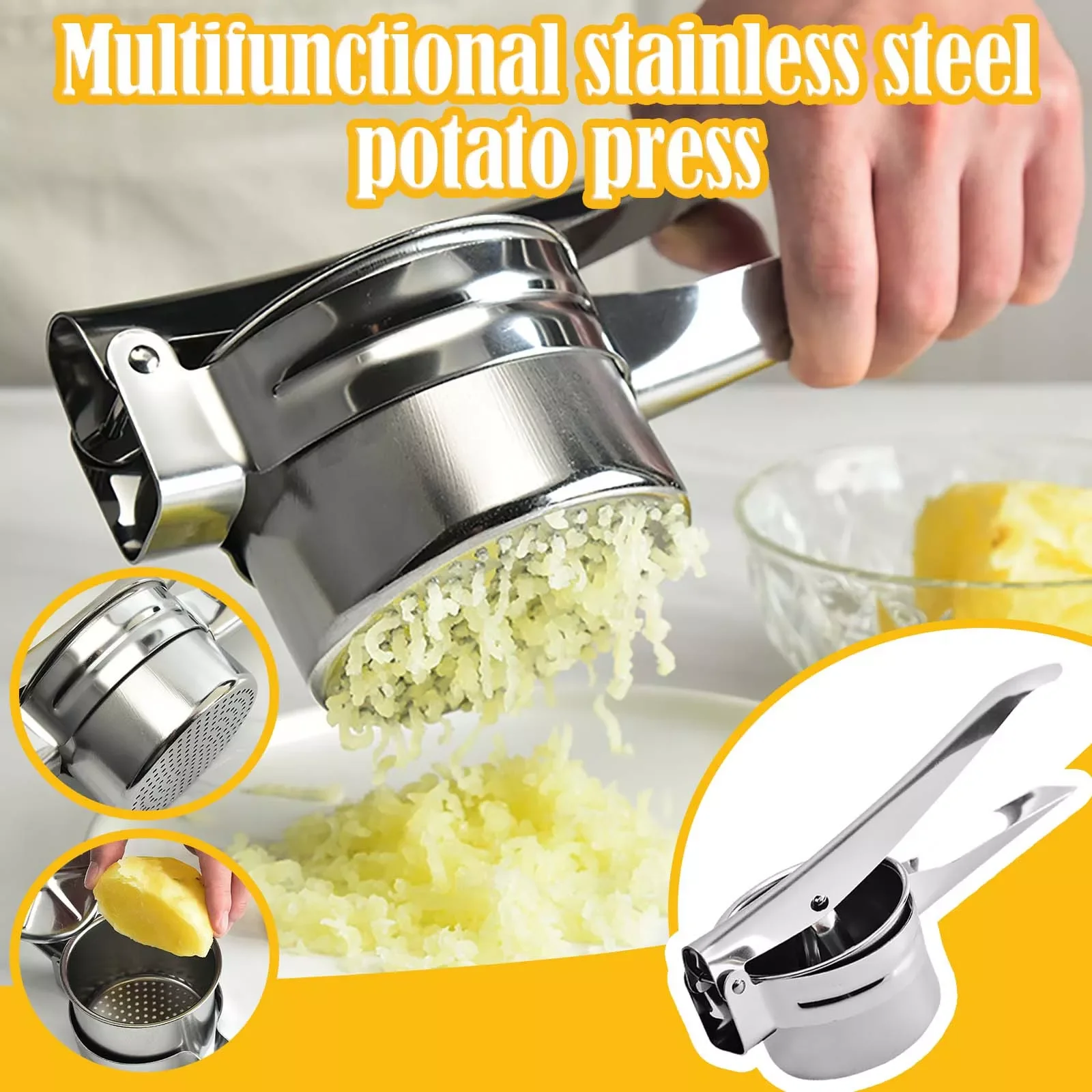 

NEW2023 Handheld Juicer Steel Maker Juicer Stainless Masher Rice Steel 1PC Fruit Potato Press Vegetable Cider Press And Grinder