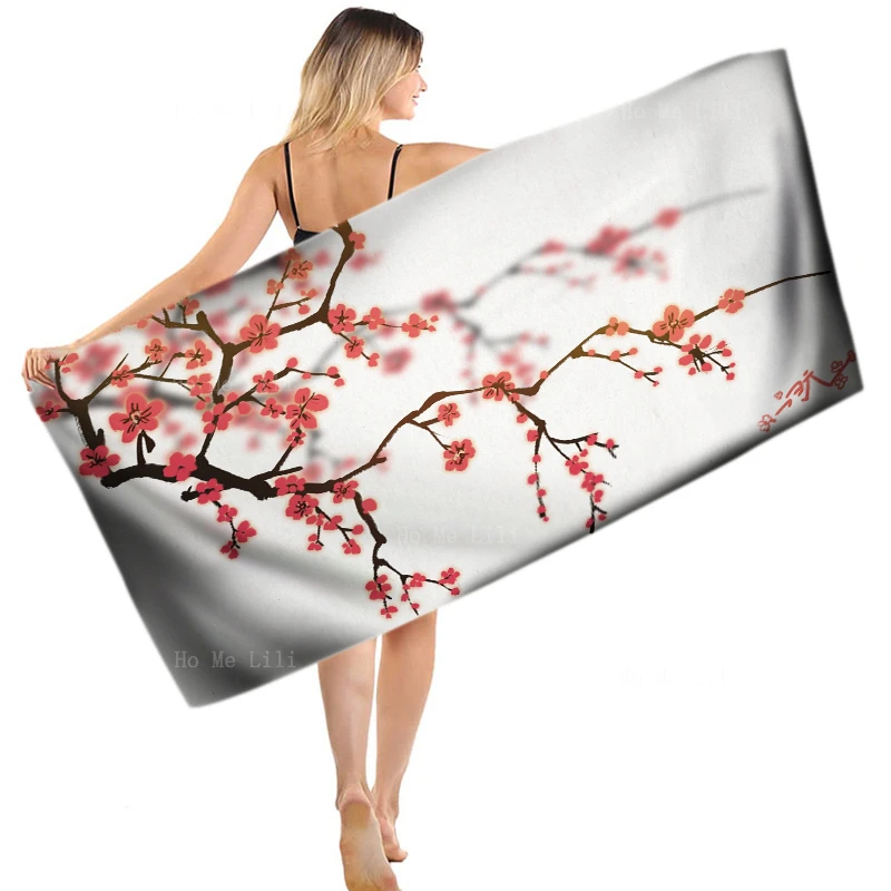 

Chinese Ancient Style Plant Red Plum Bird Ink Painting Wintersweet Quick Drying Towel By Ho Me Lili Fit For Fitness Swim