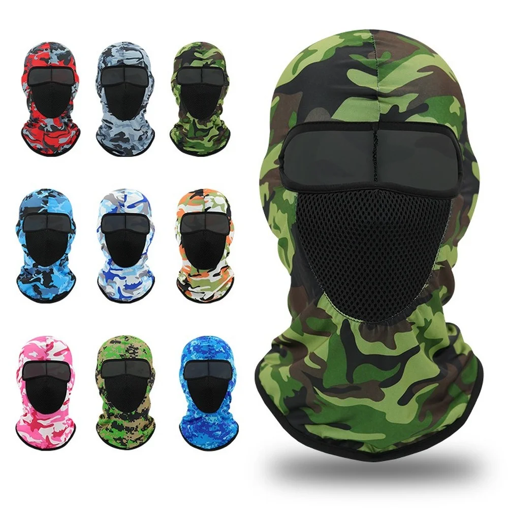 

Men's Camouflage Printed Outdoor Balaclava Ice Silk Beanies Hat Motorcycle Riding Head Hood Mask Mesh Breathable Liner Skullies