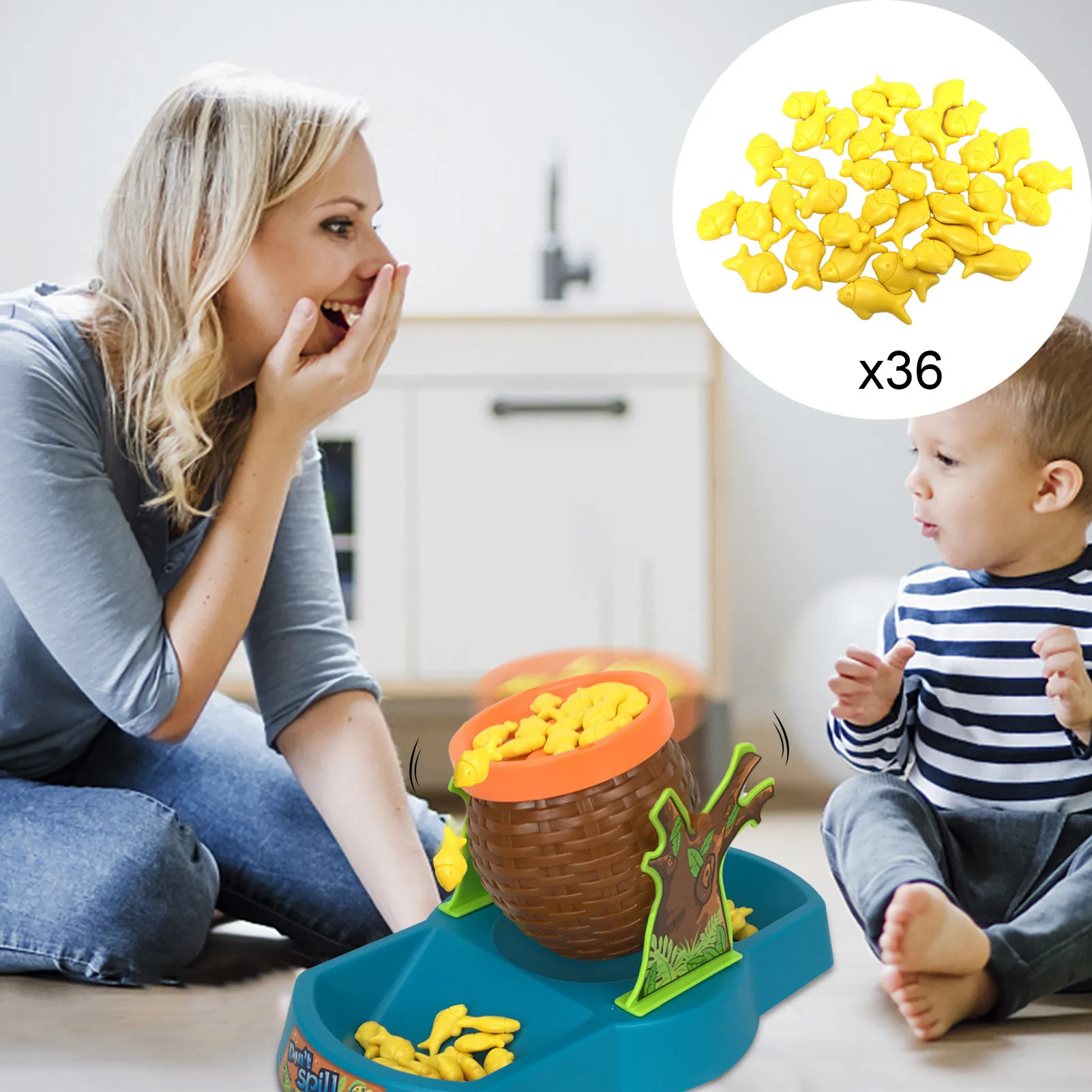 

Детские игры «не проливать рыбу» с корзиной и 36 филе рыбы, легкие и забавные дошкольные образовательные игрушки, подарки для Бо