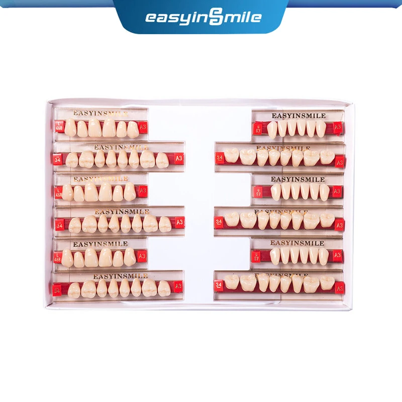 

3set/box 84 pieces Dental Resin Arylic Teeth Model A1 A2 A3 Anterior Dentistry Materials False Teeth Education Guide Color