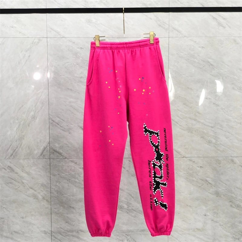 

High quality Puff Print Young Thung Sp5der 555555 Angel Sweatpants Men Women Spider Web Pattern Drawstring Trousers Track Pants