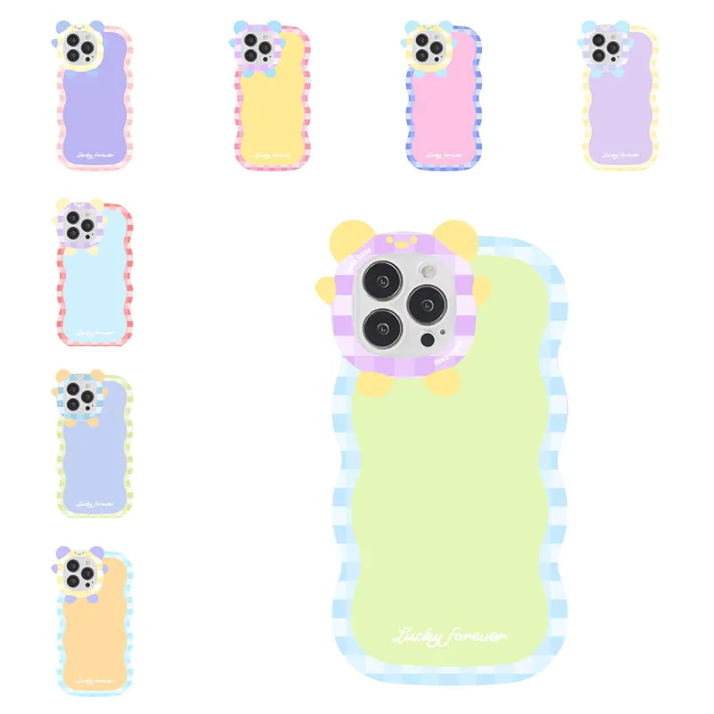 

Cute Candy Striped Wavy Edge Phone Case Cover for IPhone 11 12 13 14 Pro XR XS Max Shockproof Case for IPhone 14 Pro Max Cases