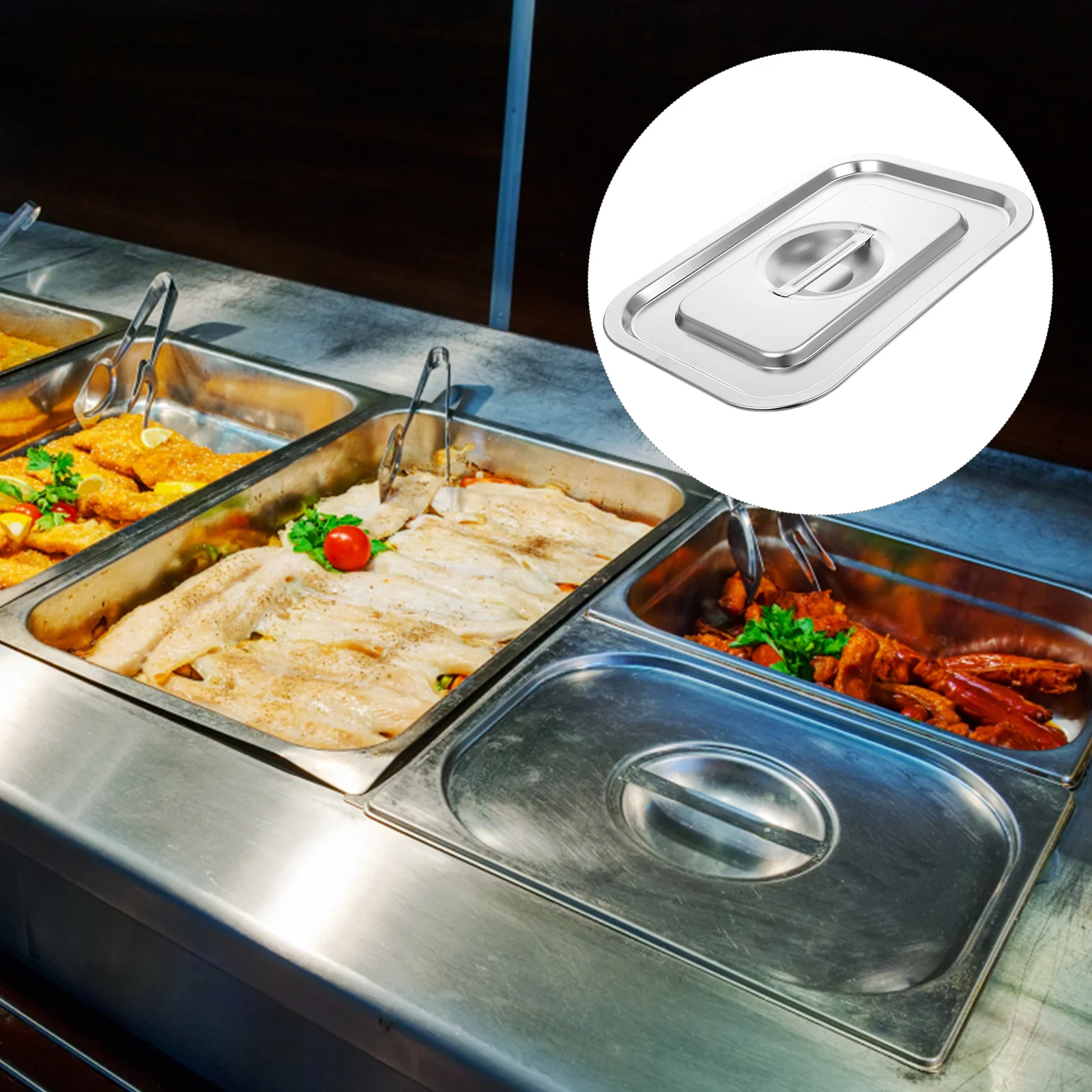 

Vegetable Basket Lid Rectangular Pan Metal Protection Heavy Duty Cover Buffet Food