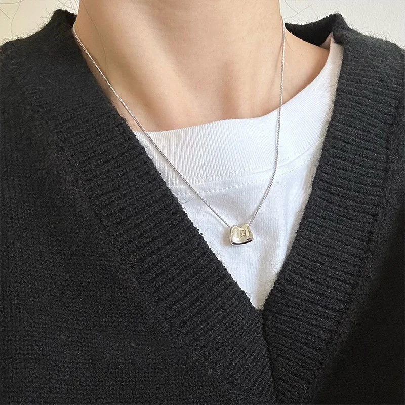 

Small Skirt Necklace 925 Sterling Silver Simple Concave Face Seiko Sweater Chain 2024 Autumn/Winter New N0227G