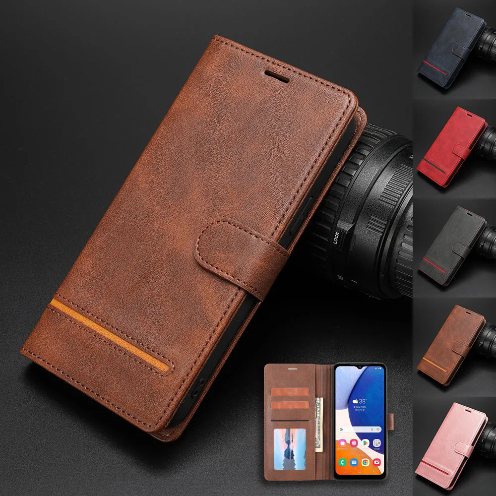 

Retro Line Flip Leather Case For OPPO A16 A16S A54S A54 A55 A35 A15S A36 A76 A72 A73 A53 A93 A74 A93S A94 A95 A96 5G Book Cover