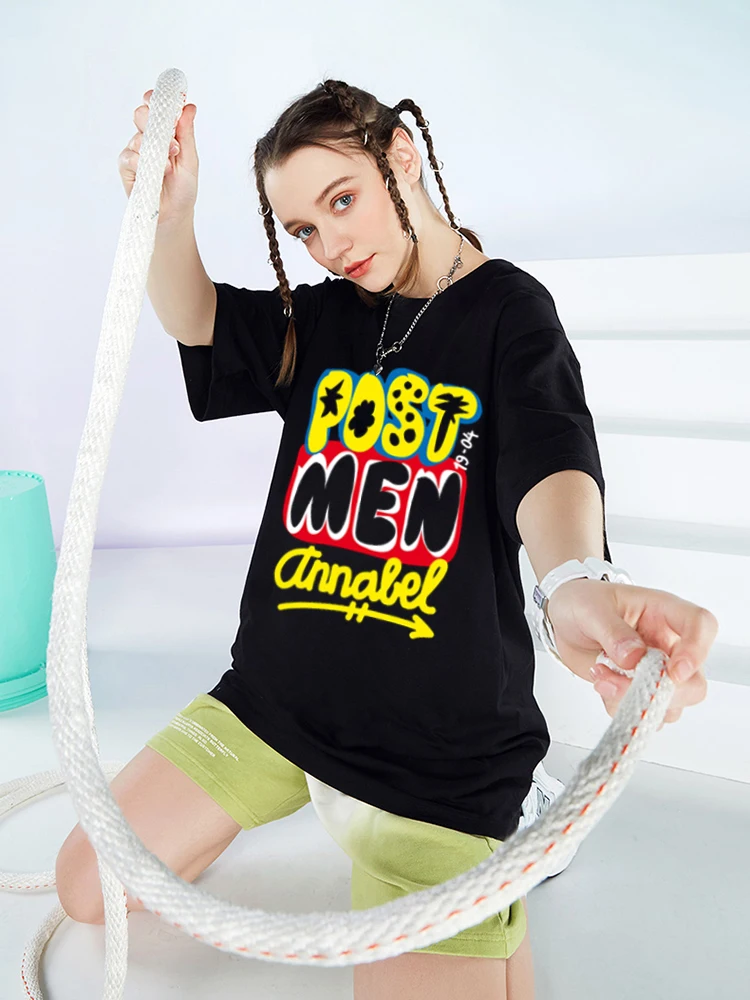 

Уличная футболка Annalel 1904 для женщин, свободные летние хлопковые топы большого размера с коротким рукавом, брендовая футболка с круглым вырезом, Свободные повседневные футболки