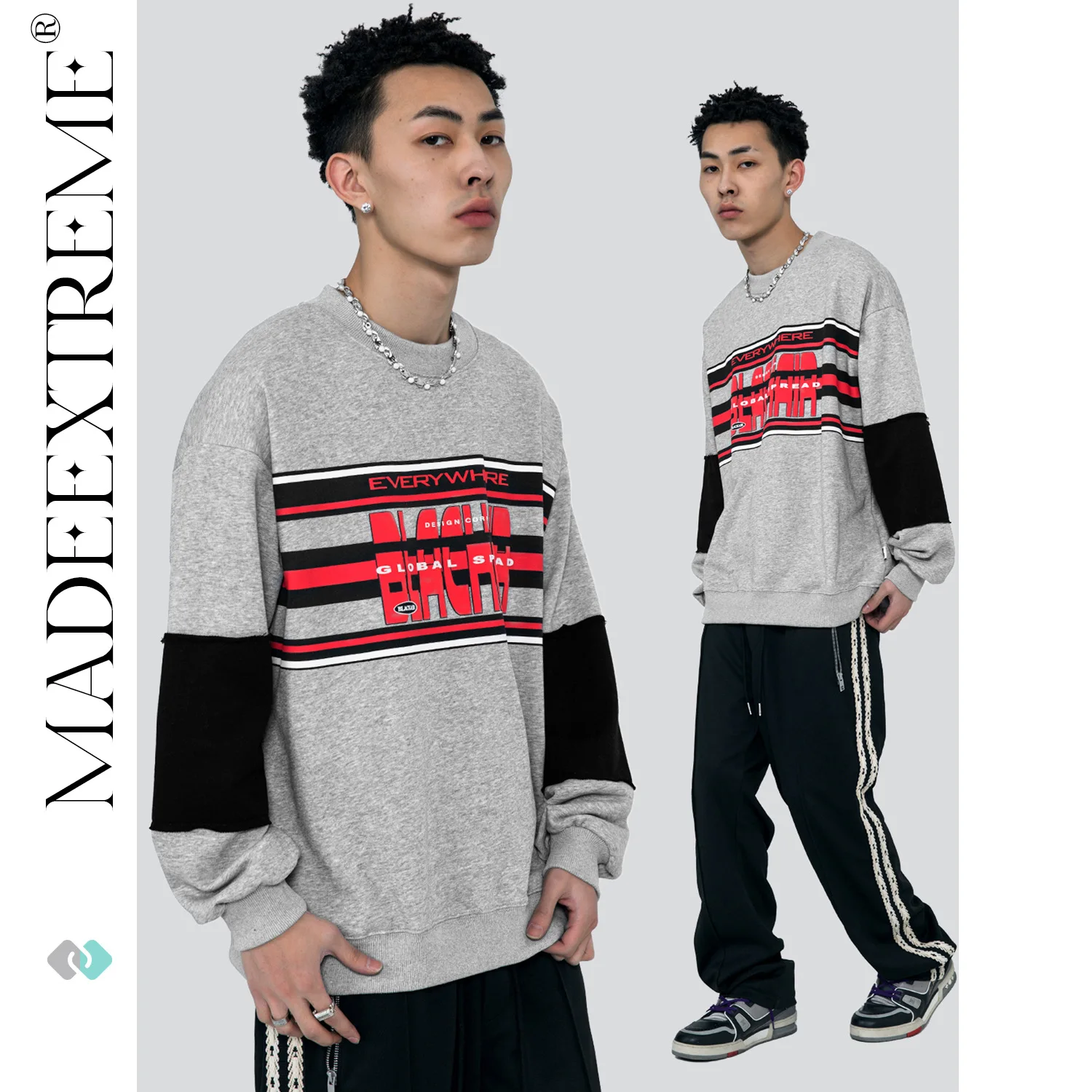 

Весенняя Новинка 2022, уличная Толстовка MADEEXTREME с принтом из пенопласта и длинными рукавами для мужчин и женщин, модная Толстовка в стиле хип-х...