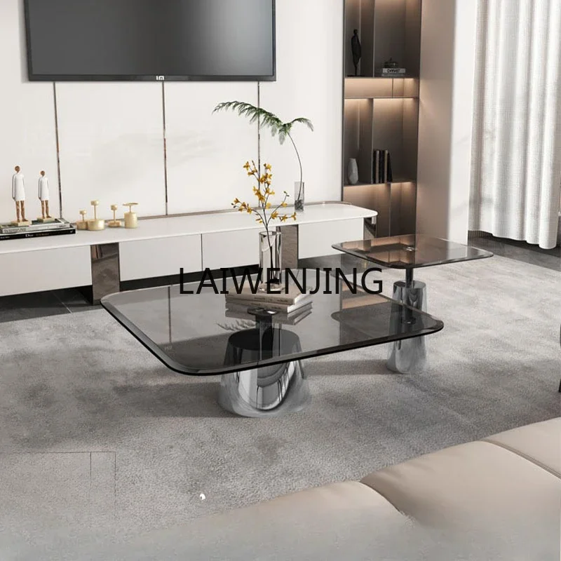 HLZ минималистичный журнальный столик из закаленного стекла серебряный