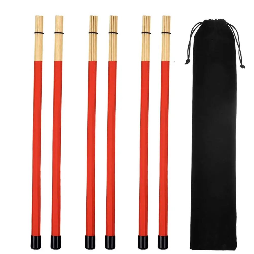 

1 Set Drum Sticks Professional Bamboo Country Jazz Ballad Percussion Drum Brushes Bundle Drum Sticks Instrument Accessories