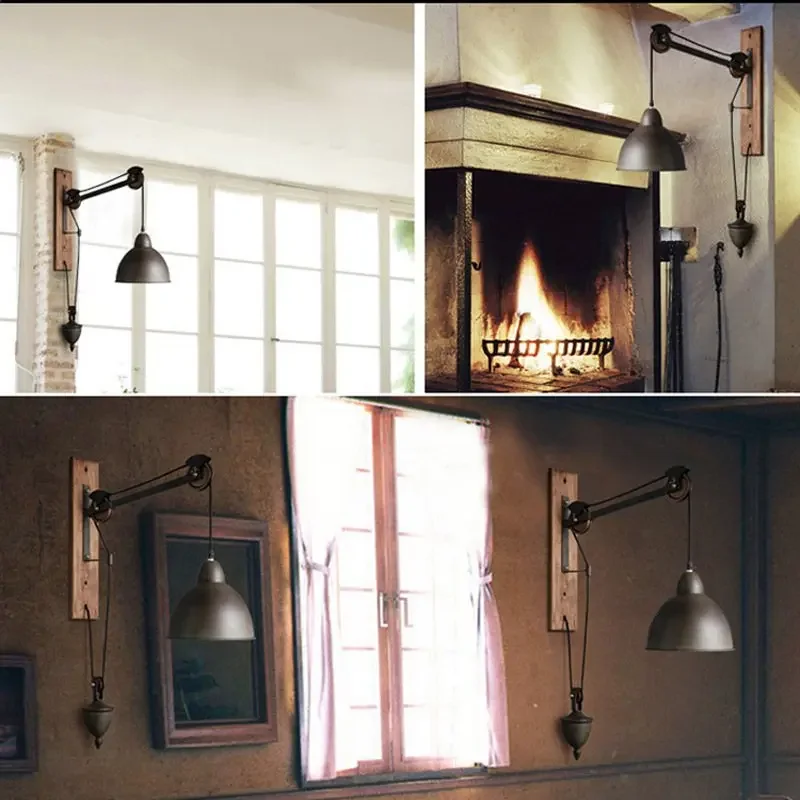 Американский винтажный железный чехол шкив лампы во французском стиле лофт
