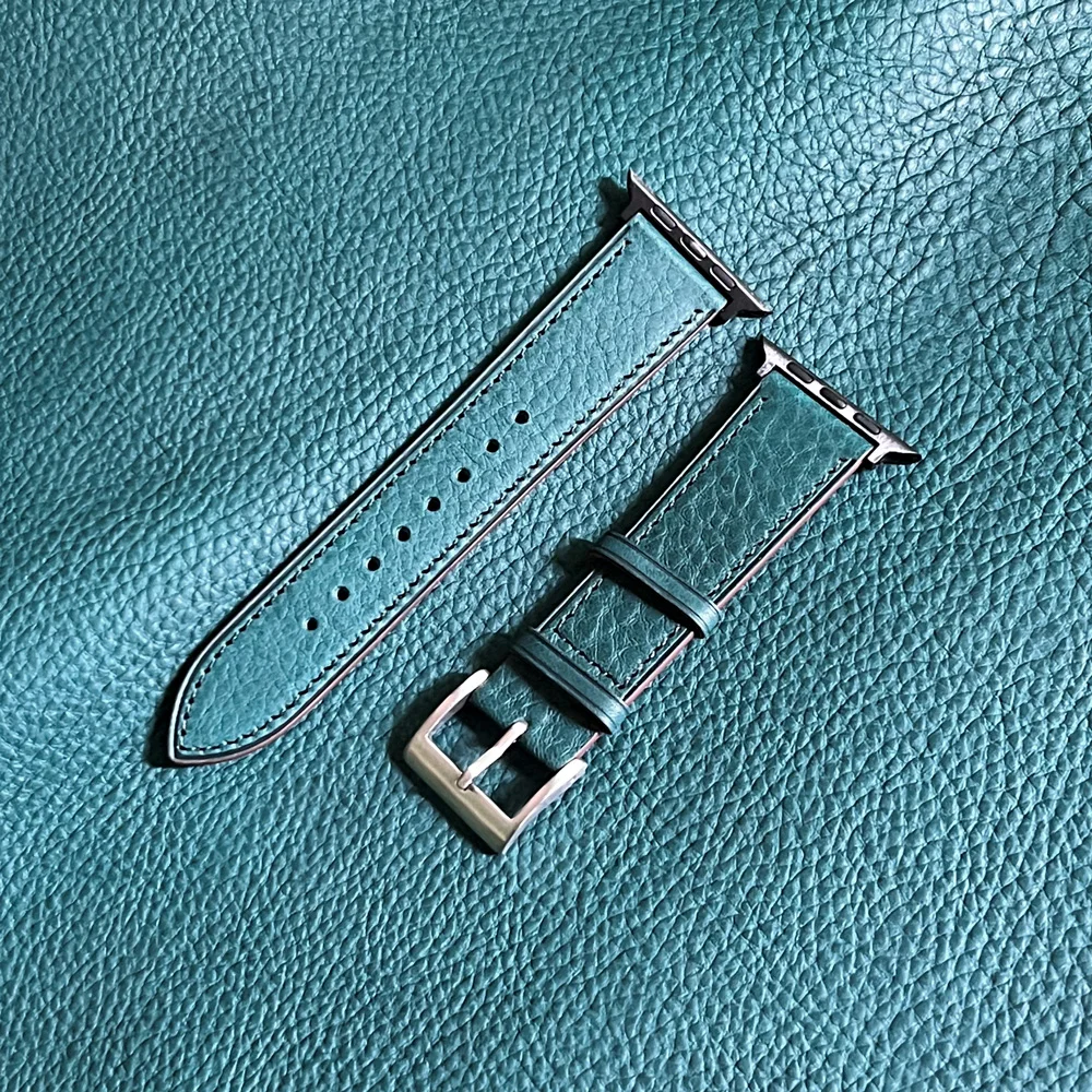 Фото Ремешок YMW из натуральной кожи для Apple Watch Band 45 мм 44 мм 49 мм 41 мм №2