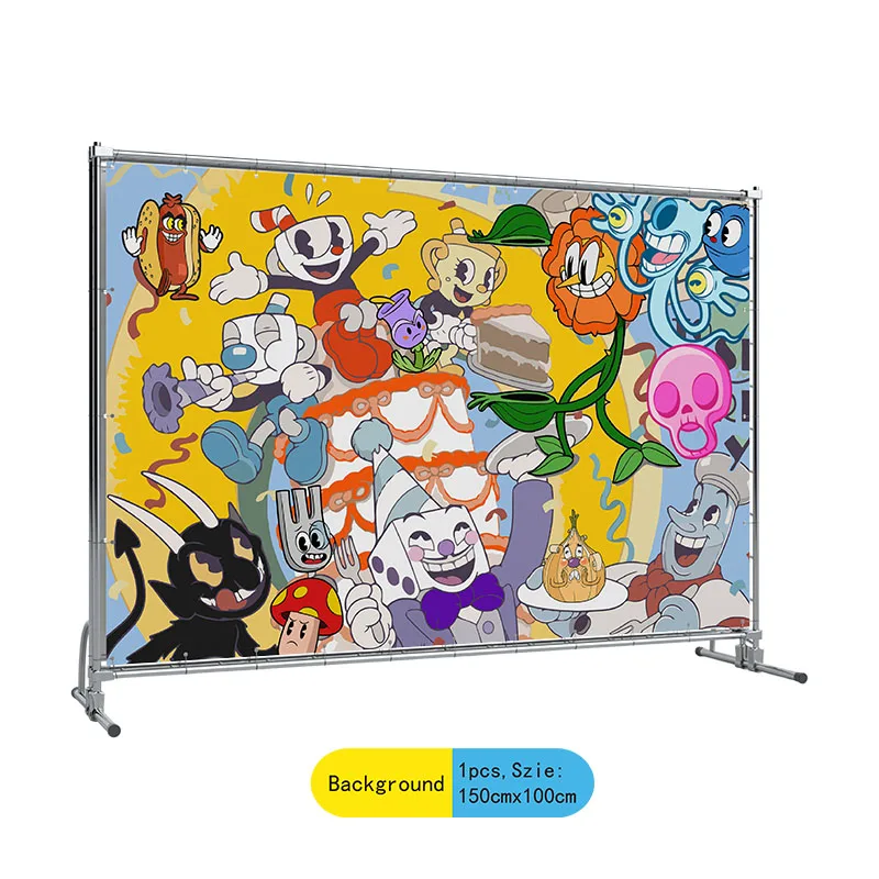 Принадлежности Для Дня Рождения Cuphead Желтый Фон Баннер Украшение Девочек