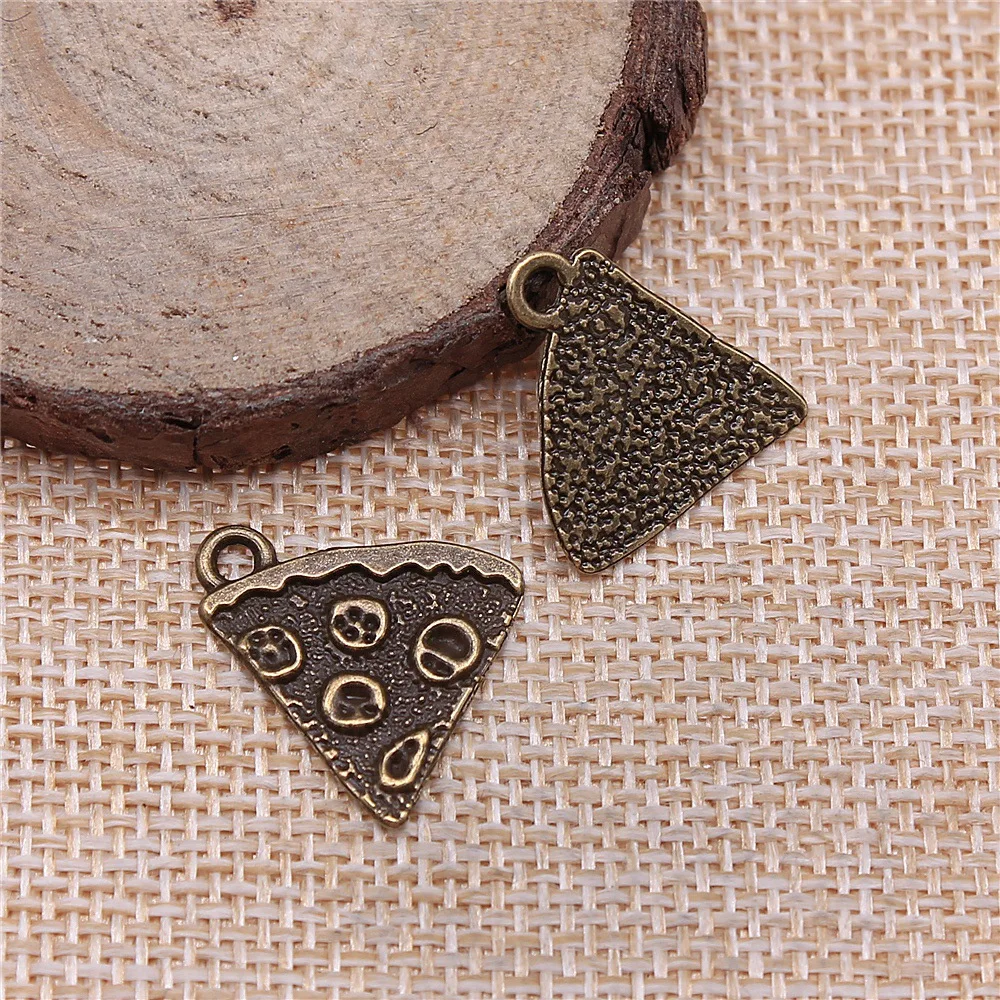 20Pcs 21x16mm Antique Silver Bronze Color Pizza Charms Pendant for Jewelry Making DIY Jewelry Accessories Handmade Craft