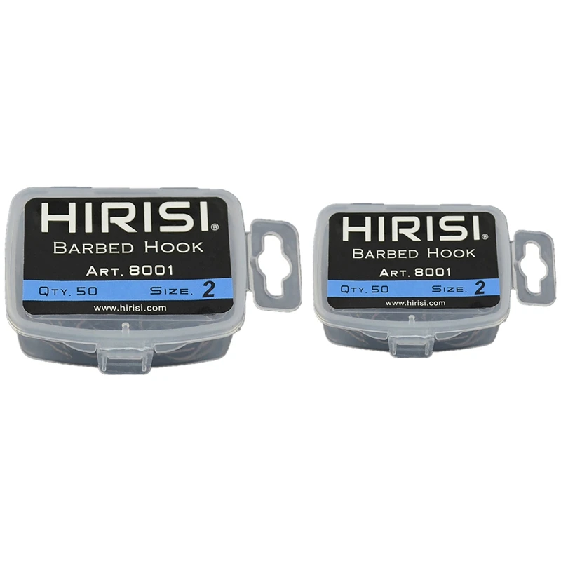 

HIRISI 100Pcs Barbed Coated Carp Fishing Hooks With Eye Design Made By Carbon Steel, 50 Pcs 8001-4 & 50 Pcs 8001-8