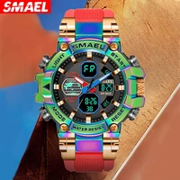 creative sports digital watches military waterproof watch for men colorful electronic dual display wristwatch multi function m