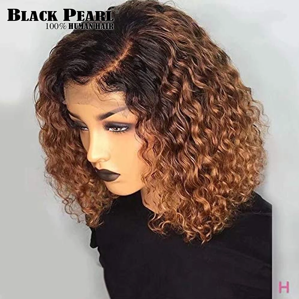 

180 Density Brazilian Virgin Hair Bob Wigs 1B/30 Ombre Color Short Curly Lace Front Human Hair Wigs With Baby Hair Pre Plucked