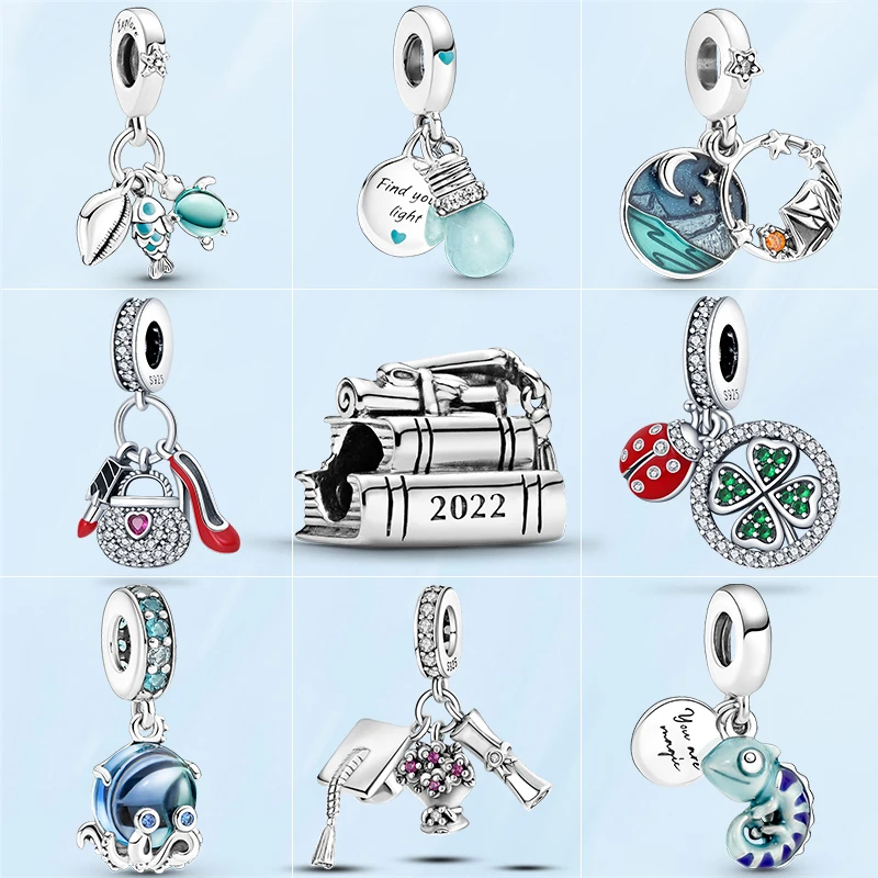 

2022 NEW Hot Sale 925 Sterling Silver Graduation Charm Fit Original Pandora Bracelet Pendant DIY Jewelry Gift Making