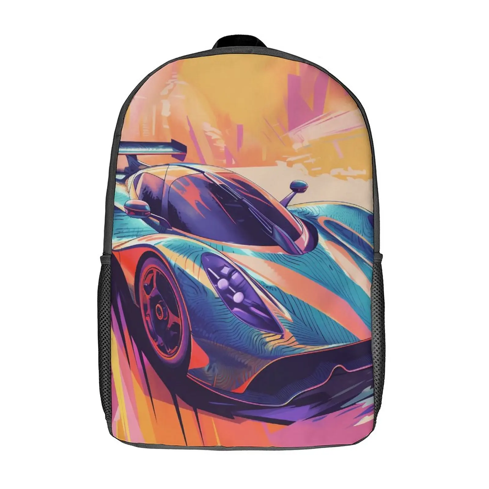 

Dazzling Sports Car Backpack Male Neo Fauvism Cover Art Large Backpacks Polyester Kawaii School Bags Sport Colorful Rucksack