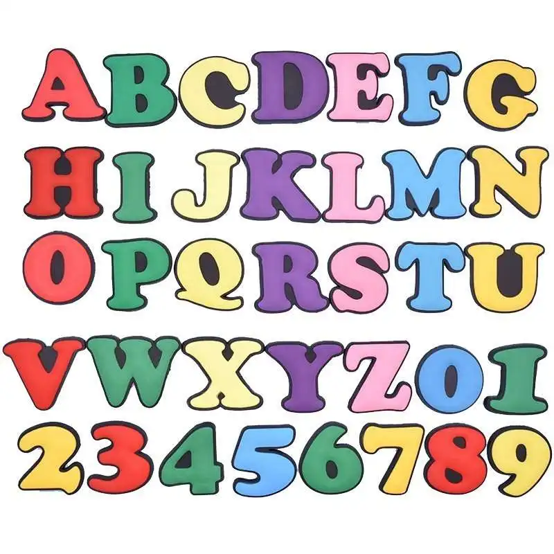 

Shoe Charms Accessories Fits for Crocs Single Sale 1pcs Decorations PVC Buckle for Kids Party Gifts Pins Colored letters