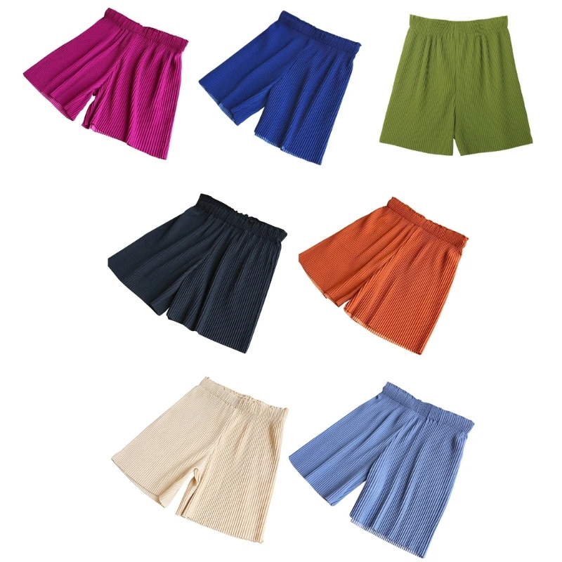 

Women's Pleated Wide Leg Shorts Summer Beach Style Shorts Loose Half Pants