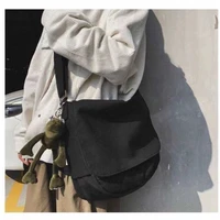 2022 fashion canvas crossbody youth bag shoulder satchels women casual large organizer outdoor men messenger bags with pendant