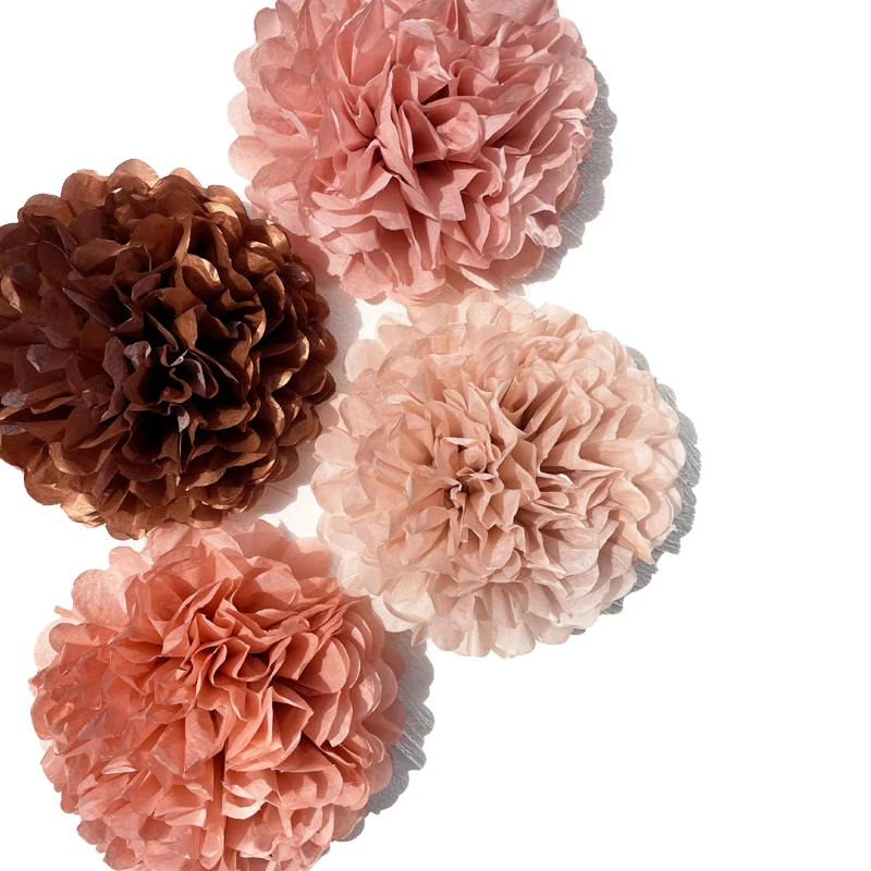 Dusty Pink Set Hanging Flower Pompom Tissue Paper Pom Poms for Wedding and Other Special Occasions Party Birthday