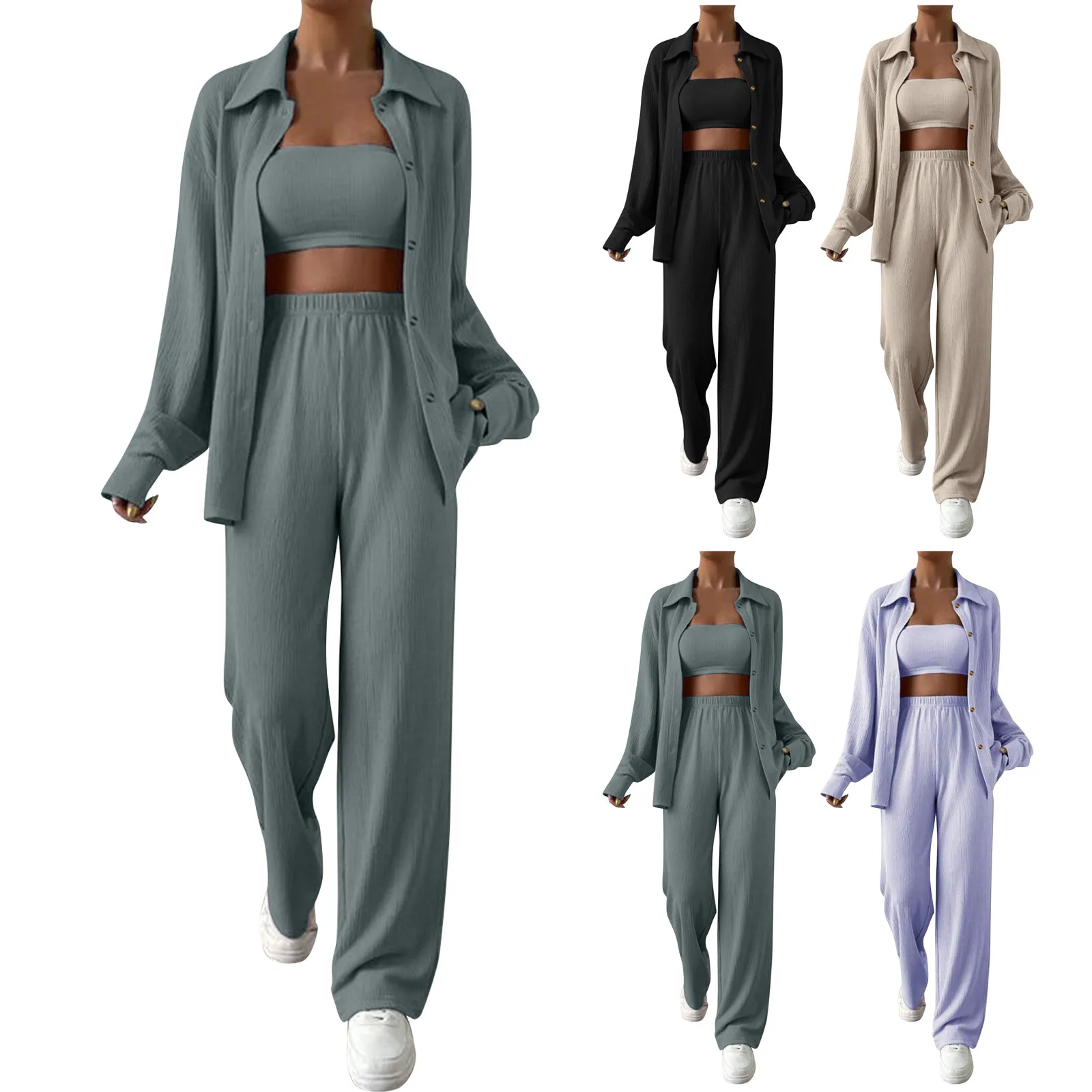 Женская атласная одежда из 2 предметов PJS для отдыха свободная рубашка с длинным