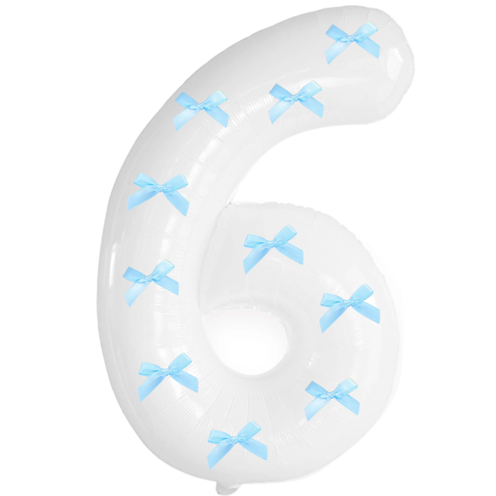 

Большой белый цифровой воздушный шар 32 дюйма + набор голубых бантов