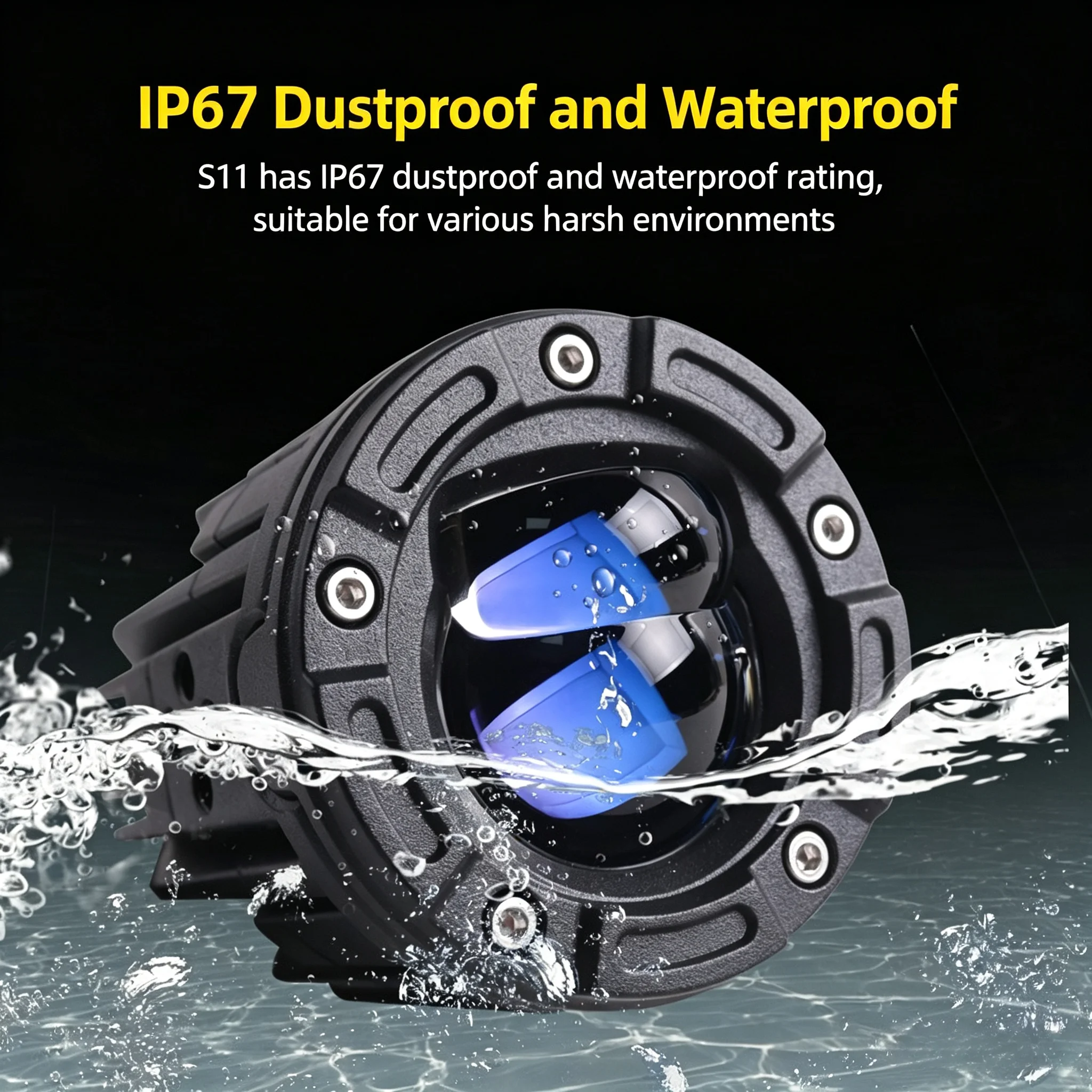 Фото NXY S11 Умная водонепроницаемая би-LED проекционная фара с двойным лучом, рабочий свет для мотоцикла и автомобиля, яркая светодиодная противотуманная фара. №4
