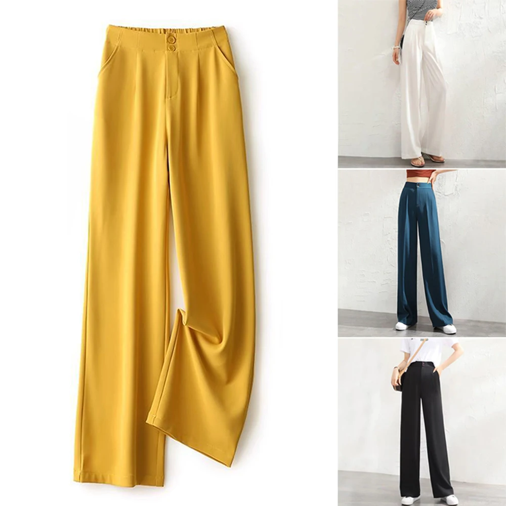 

Однотонные дизайнерские винтажные повседневные свободные брюки, широкие брюки на шнуровке, брюки из полиэфирного волокна, новинка, брюки и ...