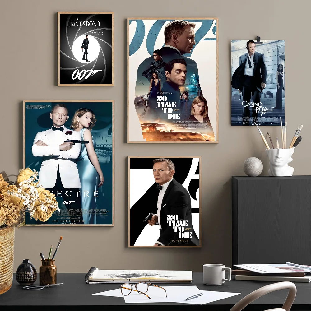 Самоклеящийся художественный постер из фильма J-James B-bonds 007 белая бумага принты