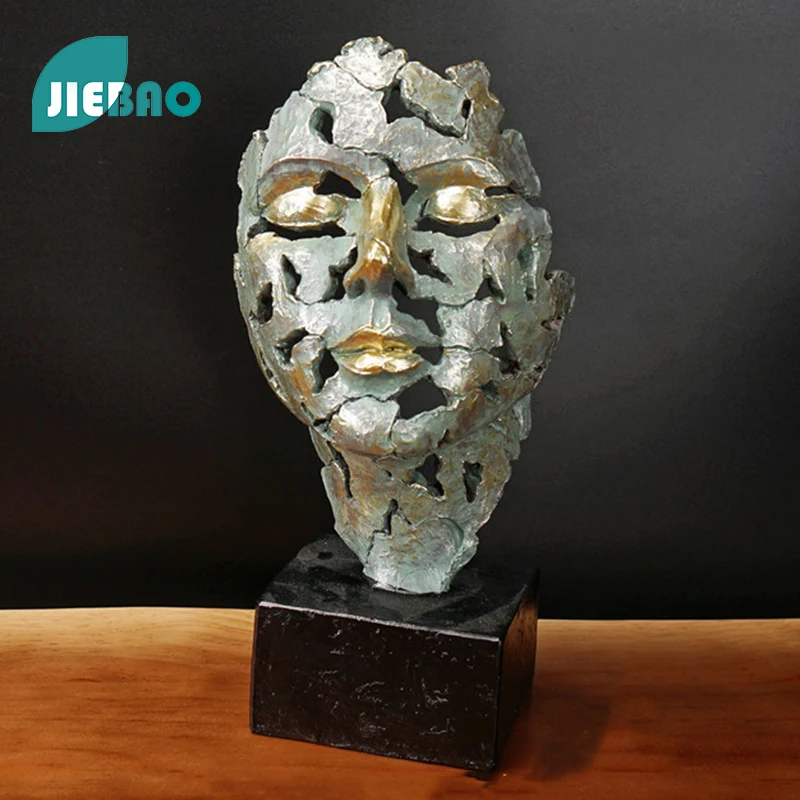 

Resin Statue Face Mask Hollow Nordic Abstract Ornaments For Figurines Interior Sculpture Room Home Decor