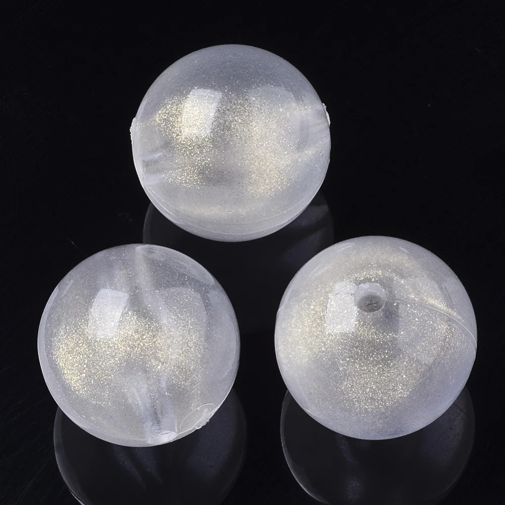 

10pc Transparent Acrylic Beads Glitter Beads Round Clear 20mm Hole: 3mm
