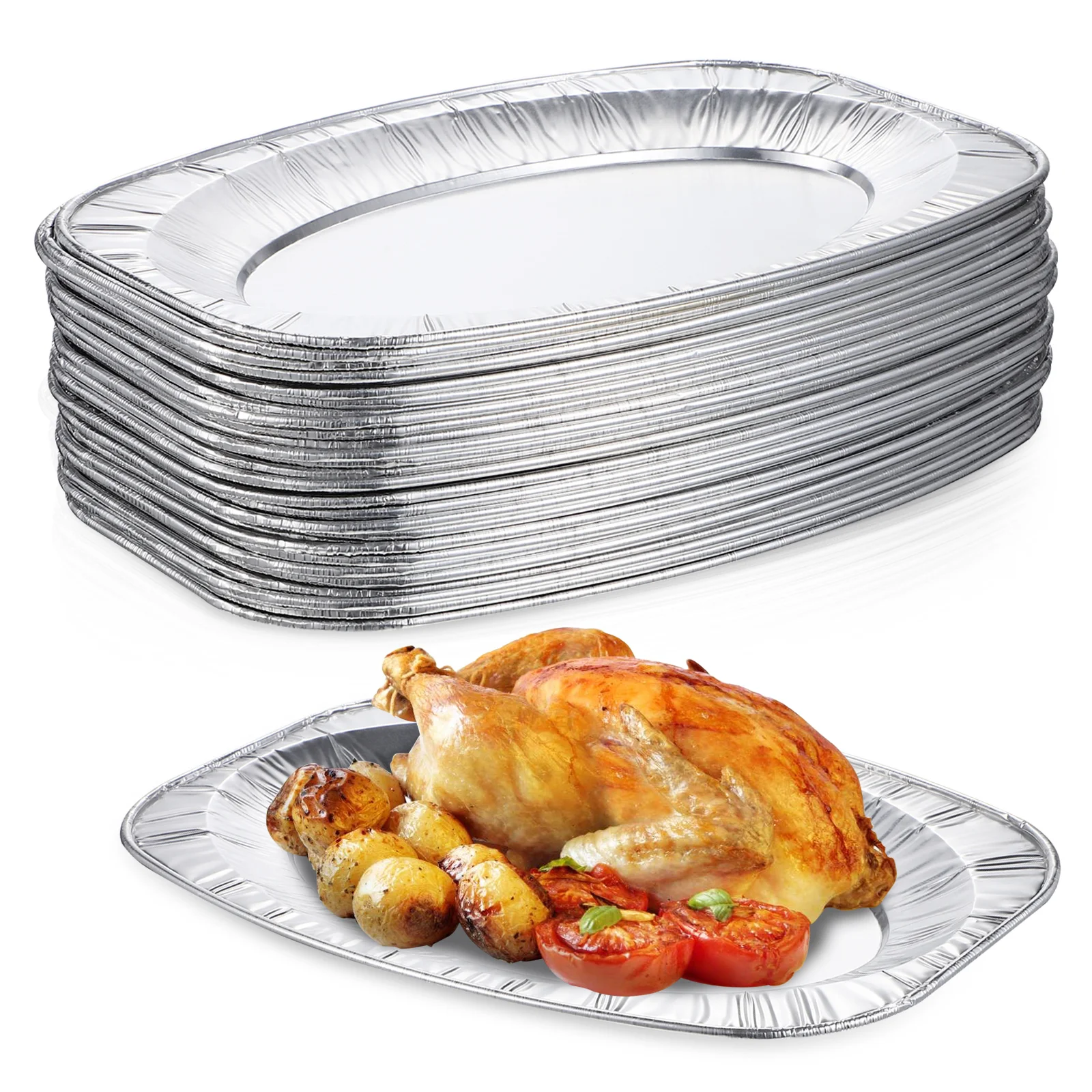 

Pans Aluminum Baking Disposable Containers Trays Platters Serving Cookware Prep Meal Table Party Catering Plates Aluminium Dish