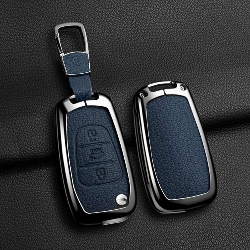 

Автомобильный держатель для ключей из козьей кожи из цинкового сплава для Hyundai i20 i30 ix20 ix25 35, 2/3 кнопки Elantra Azera Veracruz Veloster, чехол для ключей от автомобиля