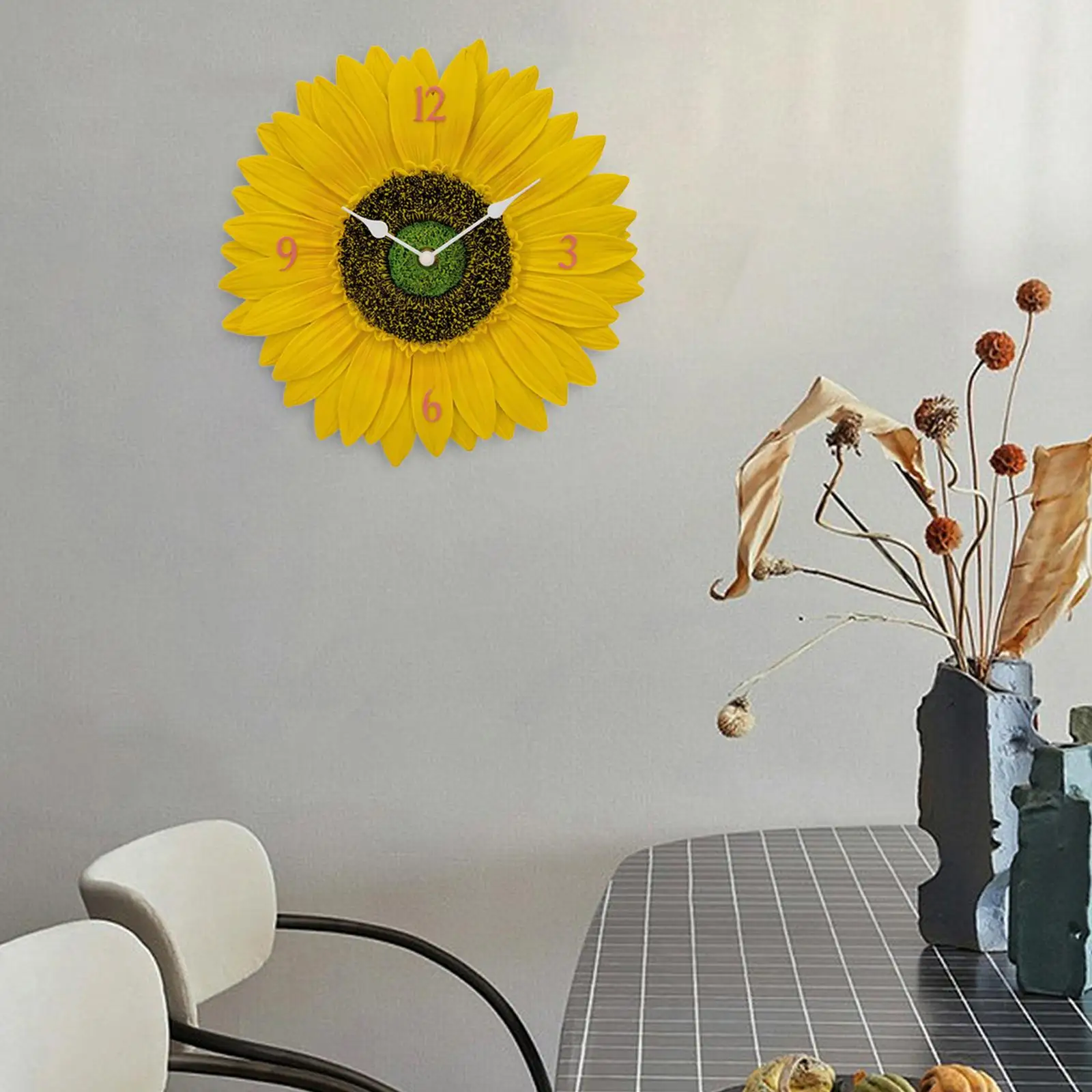 Sunflower Wall Clock Non Ticking Silent Waterproof Wall Cloc