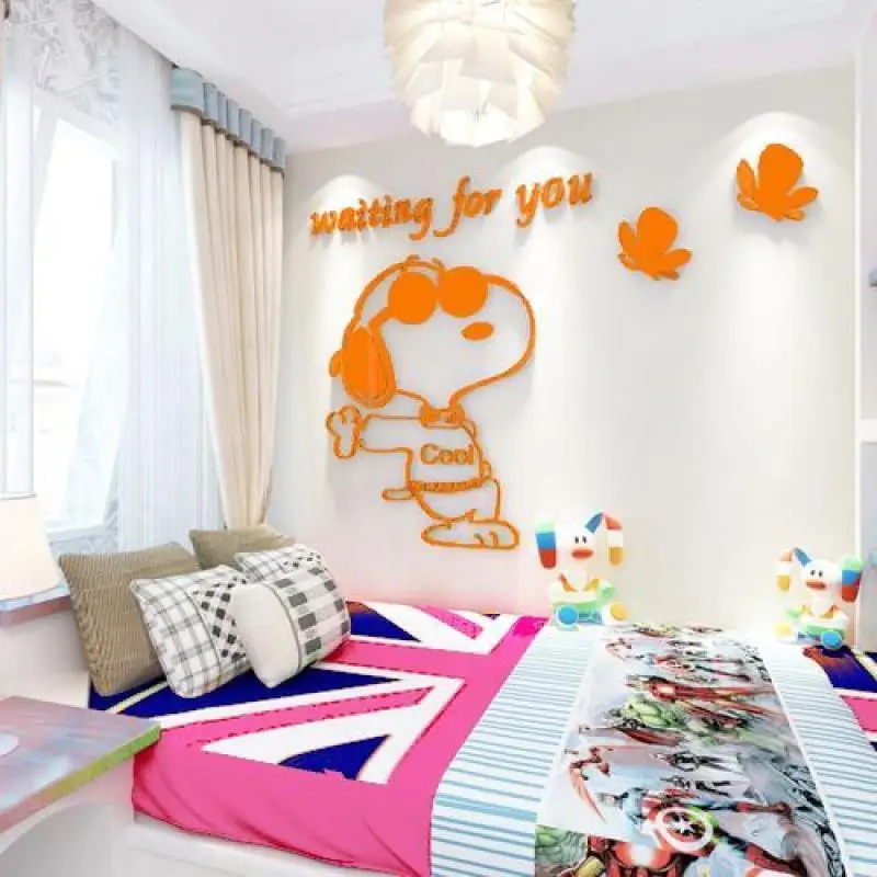 Водостойкие акриловые 3d-наклейки в виде Снупи наклейки на стену для детской