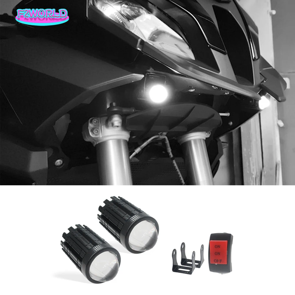 

2 SETS Motorcycles Auxiliary Spotlight Projector Lens 12W LED Headlight White Amber Flash Driving Lamp for offroad ATV Bicycle