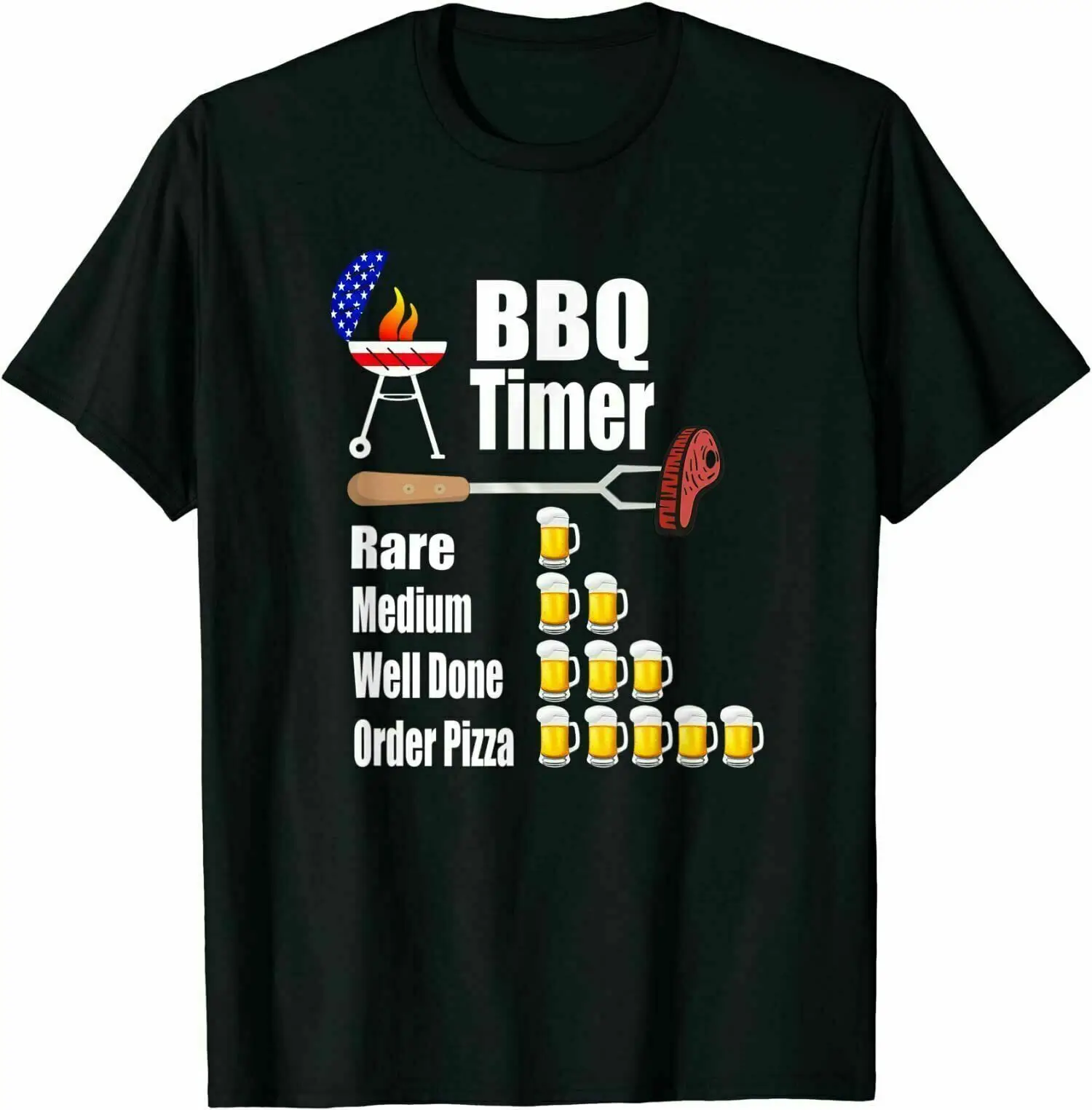 

Funny BBQ Timer Barbecue Grill Grilling Hip Hop Cotton T Shirt Men Casual Short Sleeve Tees Tops Dropshipping