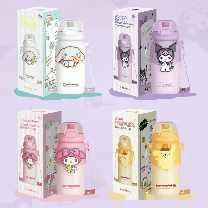 Sanrio чашка из нержавеющей стали 460 мл Мелодия помпон Kuromi Cinnamoroll Вакуумная 316